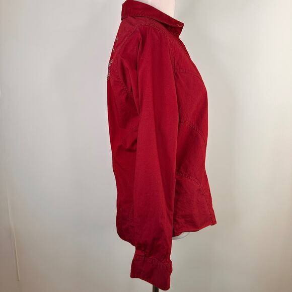 Harley-Davidson Red Zip Up Rhinestone Bling Shirt Size Small - Picture 3 of 8